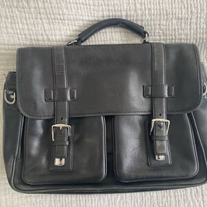 Coach men’s black leather briefcase laptop bag